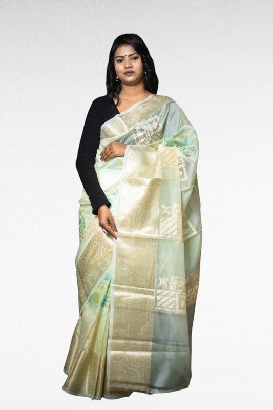 Moonlit Drape Kora Saree - Kavaach Kashi