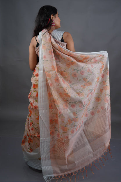 Orange Tissue Silk Saree - Kavaach Kashi