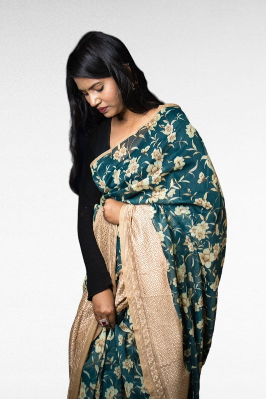 Peacock Serenade Chanderi Saree - Kavaach Kashi