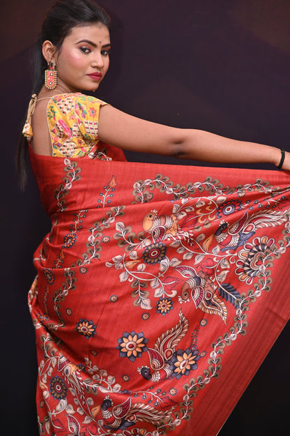 Red Soft Matka Silk Saree - Kavaach Kashi