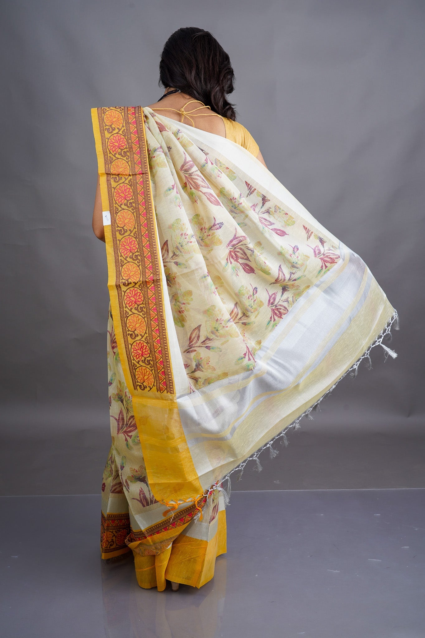 Yellow Gold Printed Saree - Kavaach Kashi