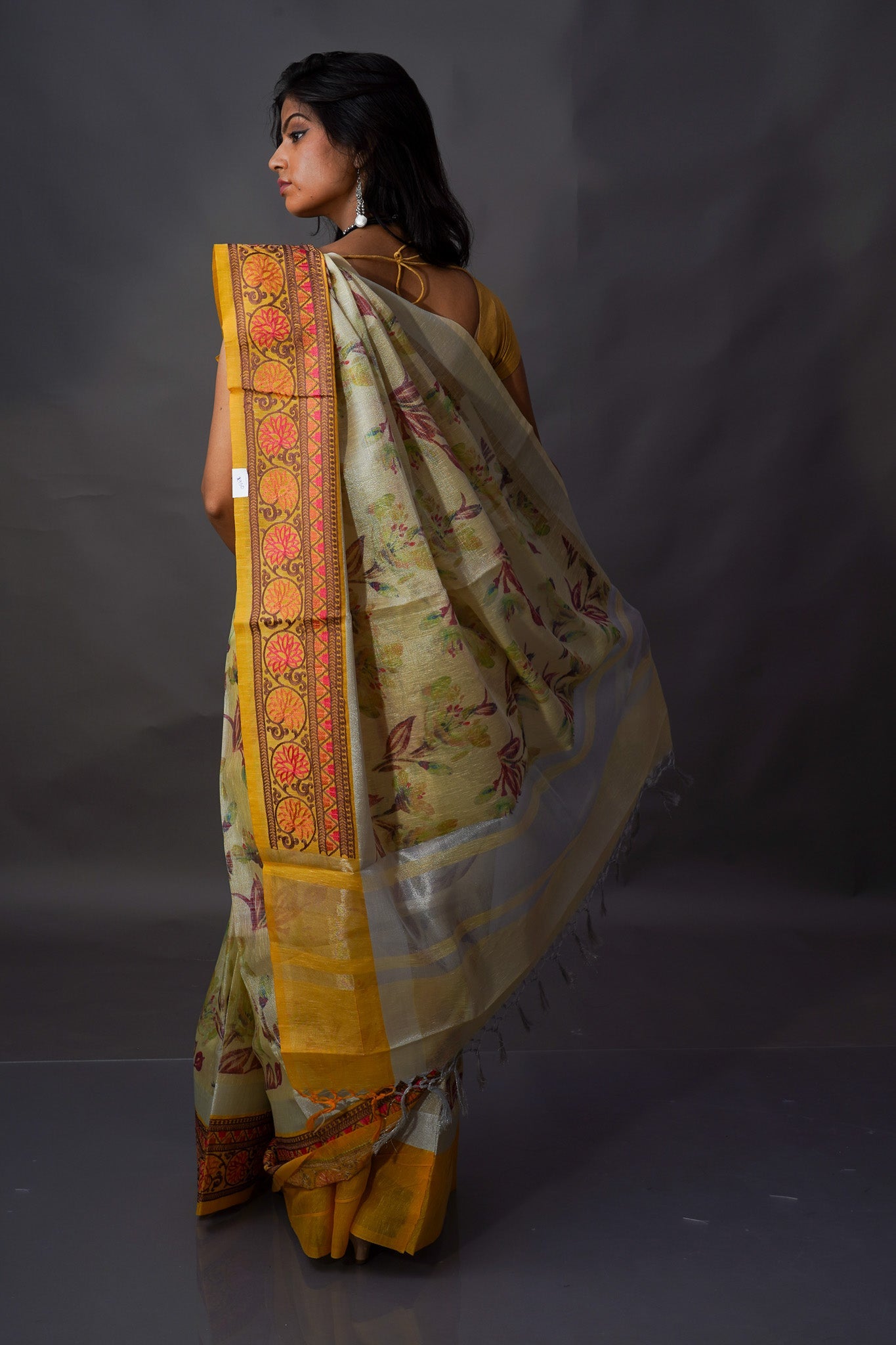 Yellow Gold Printed Saree - Kavaach Kashi